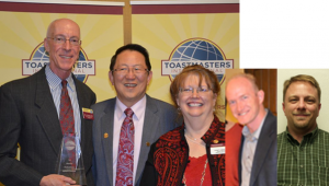Eric Tonningsen (1st, Albuquerque, NM), George Yen (President of Toastmasters International), Linda Leazar (District 23 Governor), Matt Cross-Guillen (2nd, Albuquerque, NM), Tim Evans (3rd, Lubbock, TX)