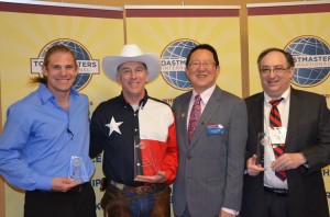 Matt Stolt (3rd, Midland, TX), Byron Taylor (1st, Amarillo, TX), George Yen (President of Toastmasters International), Stuart Gorelick (2nd, Albuquerque, NM)