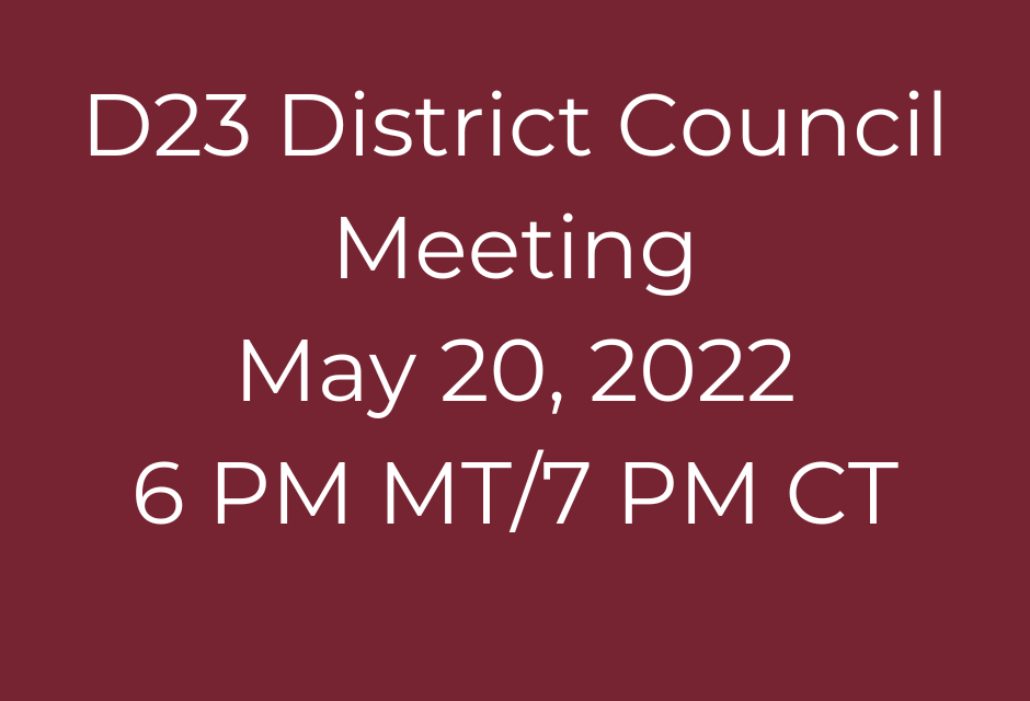 Upcoming District Council Meeting