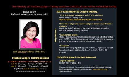 Don’t Delay! Refine & Refresh Your Judging Skills!